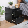 Modern Black Bedside Table Cabinet w/2 Drawers Nightstand Storage Furniture