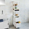 Tall Bathroom Storage Cabinet with 3 Shelves and 2 Drawers FRG126-W,UK