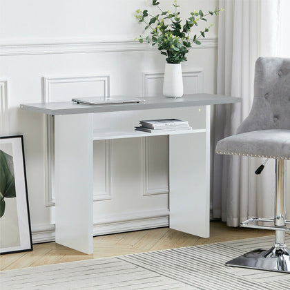 Nodric Bar Table Breakfast Kitchen Dining Room Home Office Shelf Furniture Table