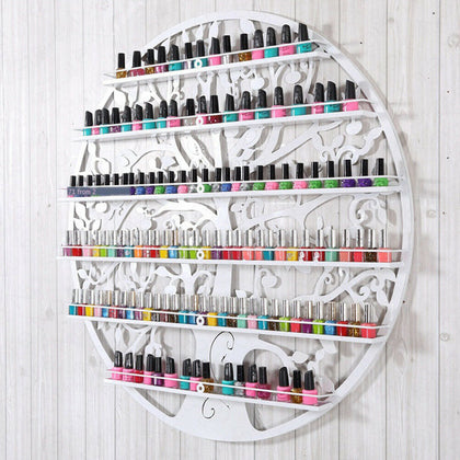 Large Wall Mount Nail Polish Shelf Metal Round Rack Salon Dispaly Bottle Holder