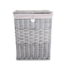 Premium Grey Paint Laundry Wicker Basket Cotton Lining With Lid Bathroom Storage