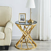 Round Glass Coffee Table Side Tables Gold Stainless Steel Legs Sofa Living Room