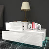 High Gloss Front Bedside Table Cabinet Nightstand White 2 Drawer RGB LED