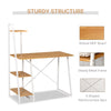 Home Office Computer Desk Study Writing Table with 3-Tier Storage Shelves