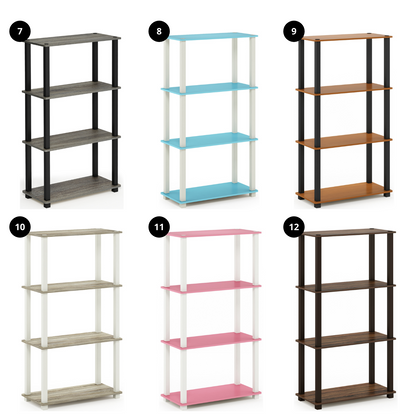 Furinno 18028 Turn-S-Tube 4-Tier Multipurpose Shelf Display Rack Square Tube