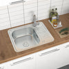 Modern Kitchen Square Stainless Steel Sink Inset Single Bowl +Drainer Waste Pipe