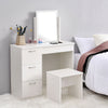 White Dressing Table Vanity Makeup Desk w/ 3 Drawers Large Mirror Stool Bedroom