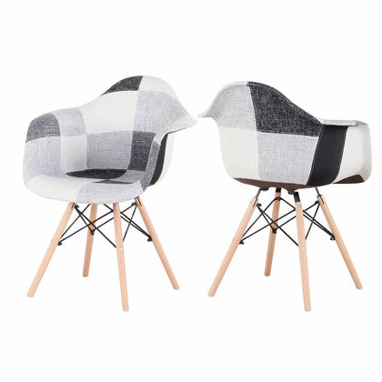 2x Eiffel Fabric Armchair Dining Lounge Tub Chair Wooden Legs Scandinavian Grey
