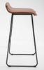 2x PU Leather Brown Bar Stools Footrest / Breakfast High Metal Leg Kitchen Home