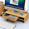 2 Tier Computer Monitor Stand Display PC/TV Screen Riser Desk Wooden Shelf Rack