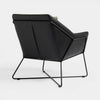 Grey Armchair Accent Chair, Black Faux Leather Exterior & Metal Frame
