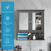 Bathroom Wall Storage Cabinet Wooden Hanging Medicine Organizer W/ 2 Mirror Door