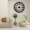 80cm Extra Large Silent Wall Clock Roman Numeral Round Face Black Outdoor Garden