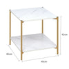 2 Tier Coffee Table Marble Effect Sofa Side End Table Storage Shelf Living Room