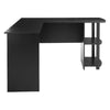 Black Corner L-shaped Computer Desk Shelves Laptop PC Table Wooden Home Office