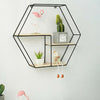 3 Wooden Shelves Metal Wall Mounted Hexagon Shelf Wire Display Storage Rack Unit