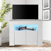 Corner TV Unit Stand Cabinet Media Storage Console Shelf Cupboard RGB LED Lights