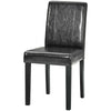 Set of 2 Modern Dining Chairs Kitchen Chair Leather with Solid Wooden Legs Black