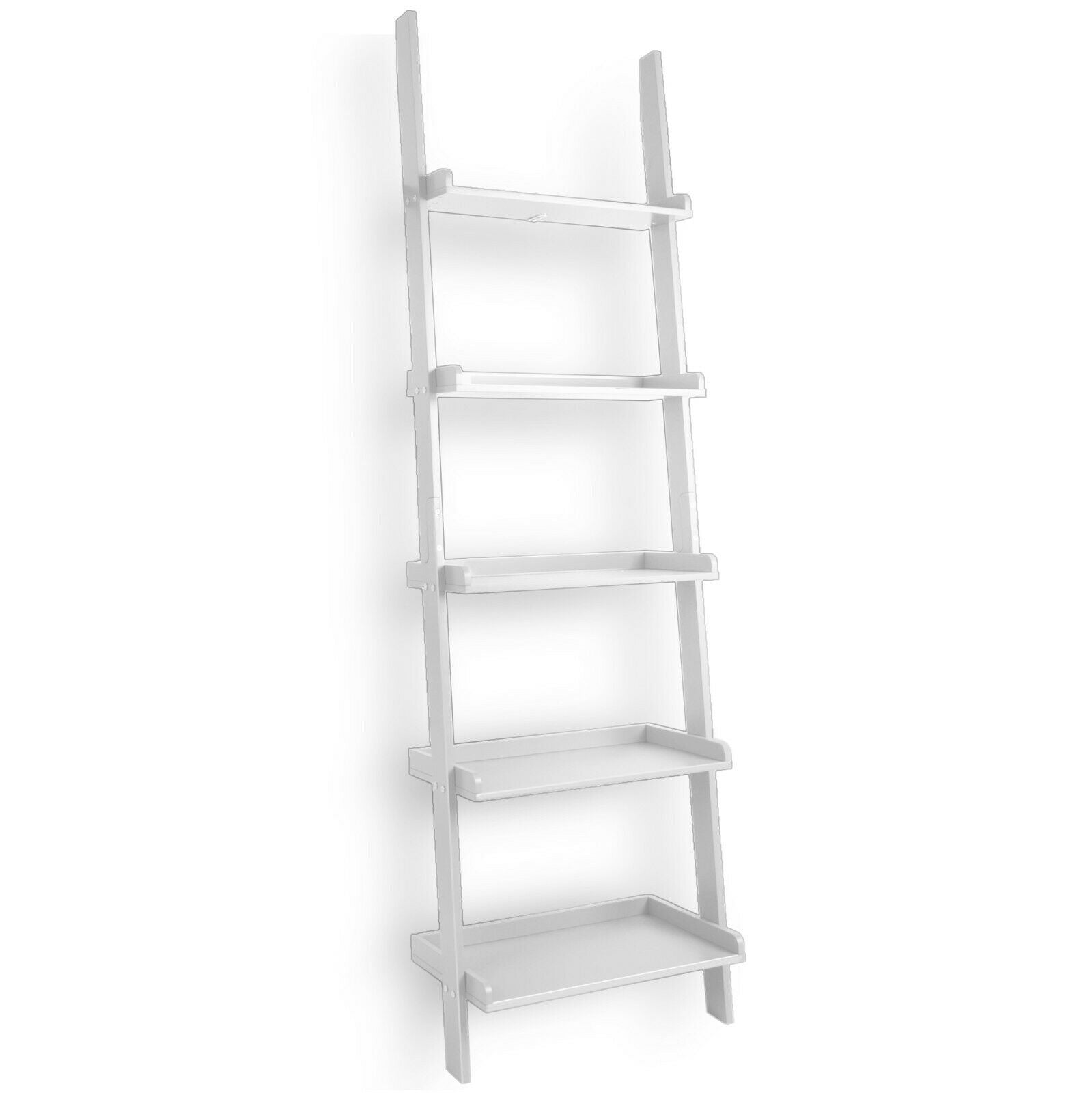 Stylish Ladder Shelving Unit 5 Tier Wall Leaning Bookcase Storage ...