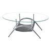 Glass Coffee Table with Storage Shelf for Living Room Oval 2-Tier Living Room BN