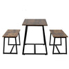 4-Seater Dining Table Set with 2 Benches Breakfast Kitchen Furniture Steel Frame