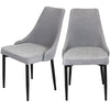 Pair of Classic Grey Fabric Material Upholstered Dinner Dining Chairs Black Legs