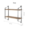 2 Tier Wood Shelves Wall Mounted Floating Shelf Metal Hanging Storage Rack Unit