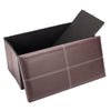 Folding Foldable Ottoman Storage Box Toys Box Leather Bench Seat with Line Brown