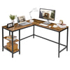 HOOBRO Computer Desk L-Shaped Corner Desk Office Writing Desk with 2 Shelves
