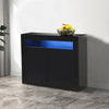 Sideboard Storage Matt Body&High Gloss Doors Buffet Cupboard Cabinet w/LED Black