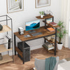 Industrial Writing Table Rustic Office Metal Computer Desk Shelf Shelves Storage