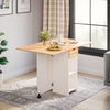 Mondeer Mobile Drop Leaf Table Folding Dining Table with 1 Drawer White & Oak