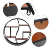 Large Round Wall Unit Industrial Retro Metal Wood Shelf Storage Hanging Rack UK