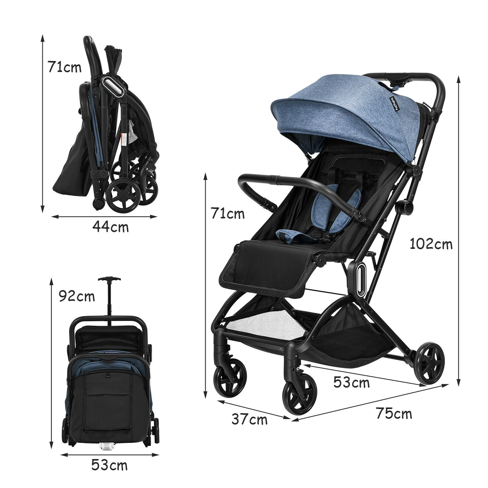 Baby best sale stroller size