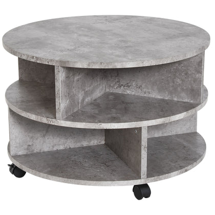 HOMCOM 2 Tier Round Side End Coffee Table Sector Divider Shelves Lamp Desk