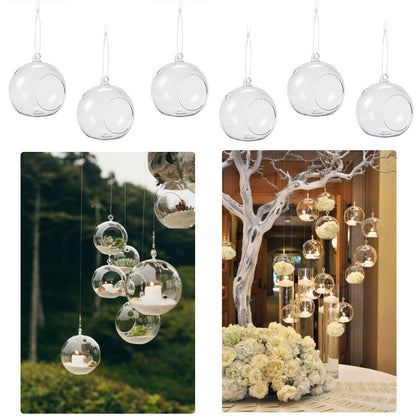 6/12/24/36pcs Hanging Christmas Baubles Clear Glass Tea Light Holder DIY Craft