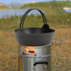 NonStick Cast Iron Pot with Wood Lid Cooking Hanging Stew Souppot Open Fire Pan
