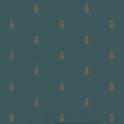 Rasch Exotic Pineapple Fruit Wallpaper Teal Blue Gold Luxury Non Woven 10m Roll