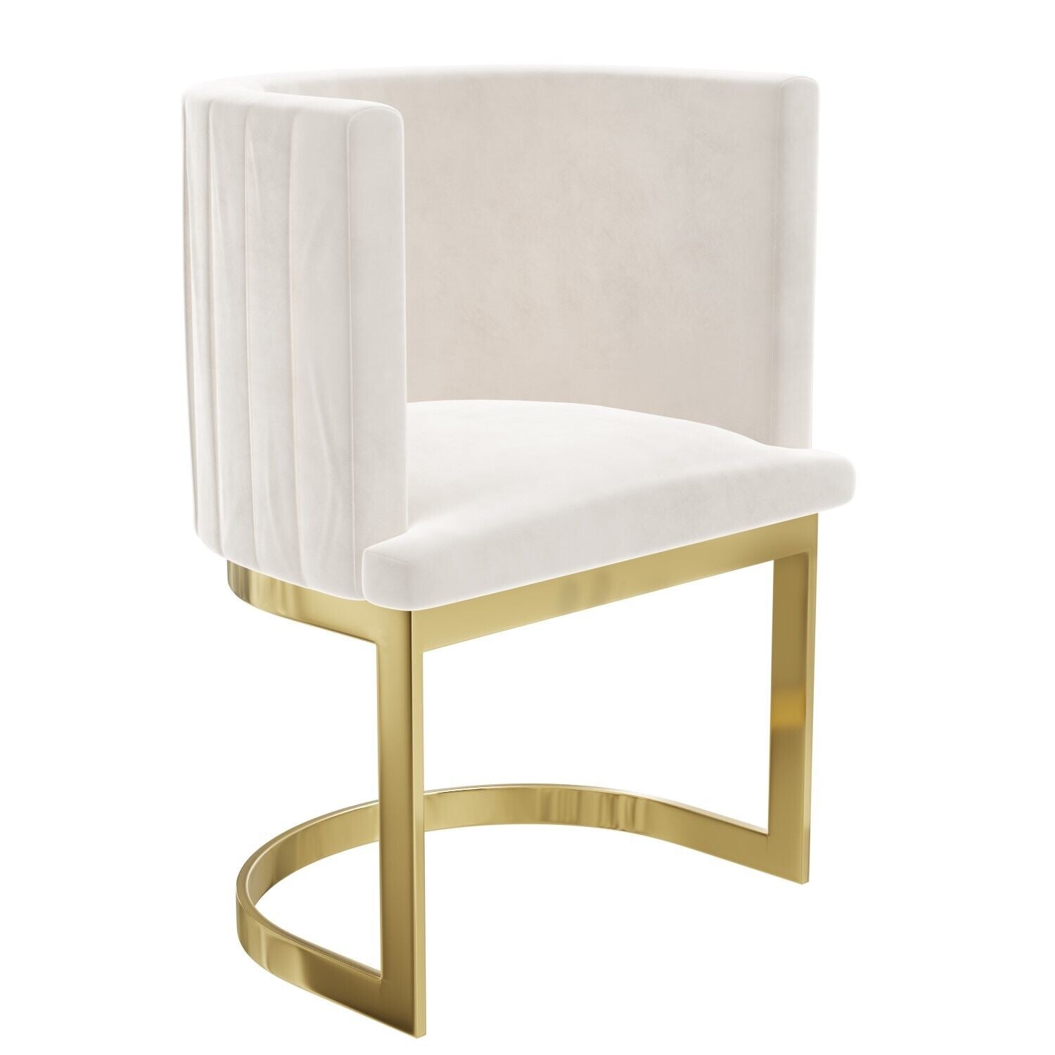 Off White Velvet Cantilever Dressing Table Chair with Gold Legs