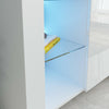 Moden Sideboard Cabinet Storage Cupboard High Gloss Door Glass Shelf LED Light