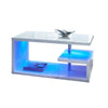 Modern White High Gloss Rectangle Coffee Tea Table Display Shelf with LED Light