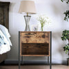 Industrial Bedside Table Rustic Wood Nightstand Lamp Table Side End Coffee Table
