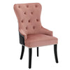 Velvet Dining Chair With Ring Knocker High Back Padded Seat Retro Button Studded