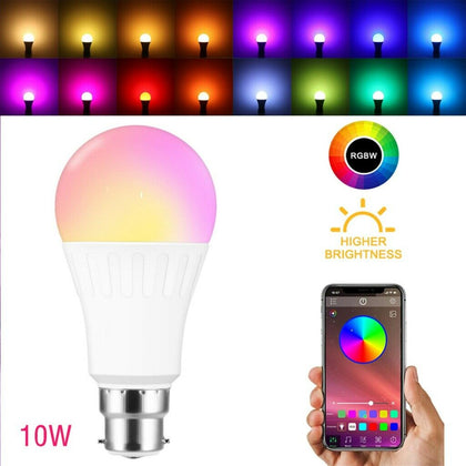 NEW 10W LED Bluetooth ABS Light Bulb Dimmable RGBW Colorful Lamp B22 for Home