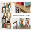 5 Tiers Wooden Bookshelf White S-shaped Bookcase Shelving Display Stand Storage