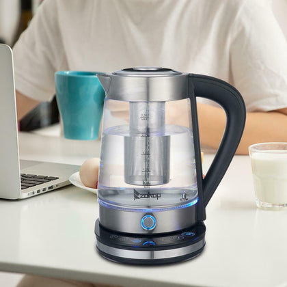 2200W/2.5L Electric Glass Kettle Stainless Quick Boil Water with Filter UK