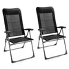 2PCS Patio Folding Reclining Chair Adjustable Garden Lounge Seat W/ Pillow & Arm