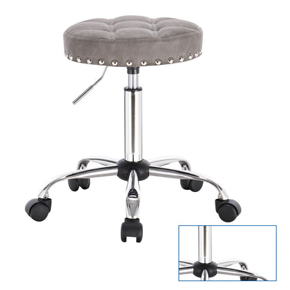 Office Chair Retro Faux Leather Round Bar Salon Rolling Stool Swivel Gas Lift