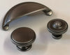 KNOB or CUP HANDLES PEWTER FINISH FOR KITCHEN CABINET DOORS & DRAWERS
