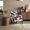 High Back Upholstered Fabric Floral Armchair Padded Sofa Accent Chair Studs Seat